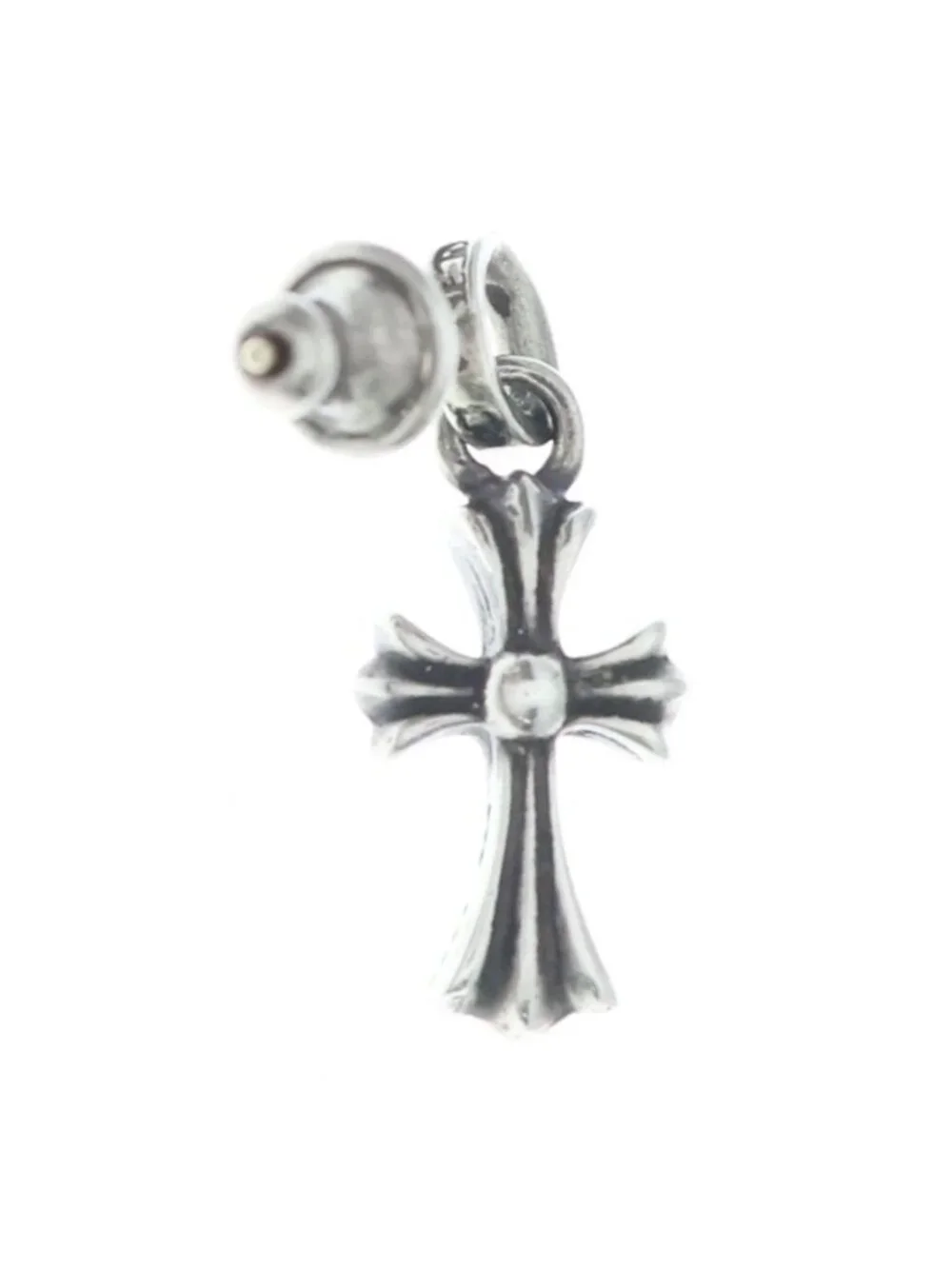 Chrome Hearts Bby Pprchn Baby Fat Cross Drop Earrings Silver